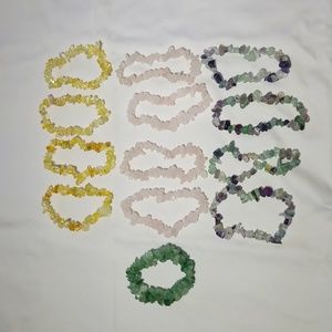 Elastic Rock Bracelet lot (13) - yellow, pink and green